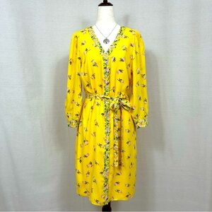 Draper James Yellow Floral Button Down Shirt Dress